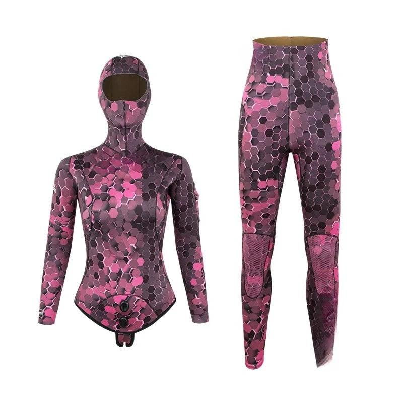 3Mm diving suit female split coated with titanium warm fishing and hunting wet suit, free diving surf suit