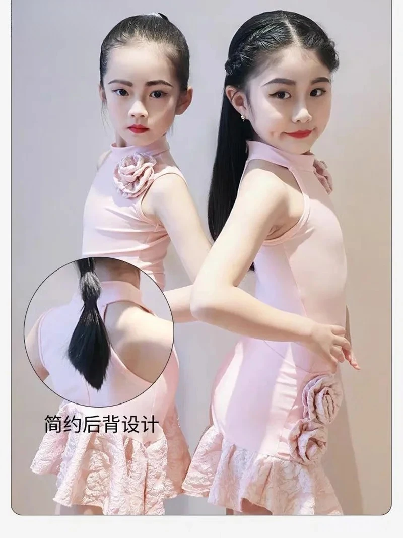 

Cha Cha Rumba Tango Latin Dance Costume Girls Samba Ballroom Dance Dresses Dance Skirt Performance Kids Latin Practice Clothes