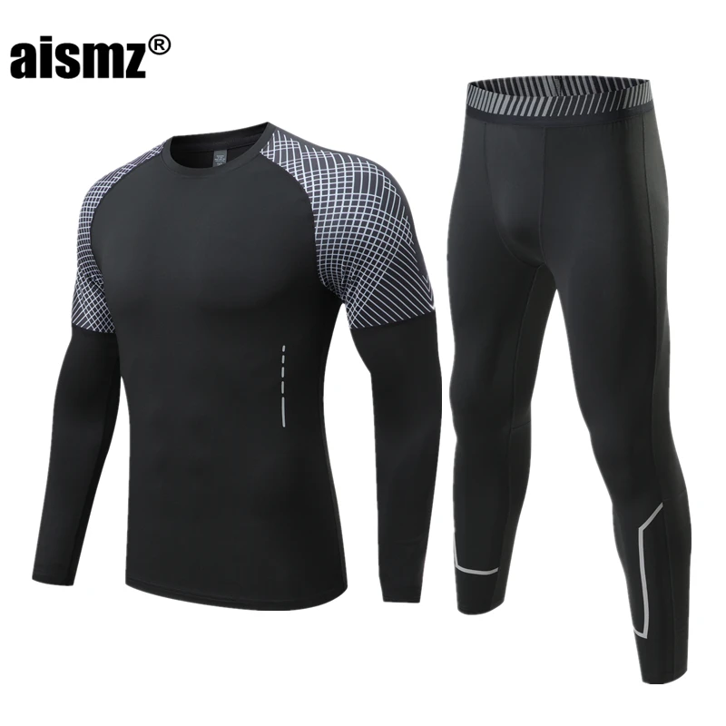 Aismz Men &Boy Thermal underwear Set MMA Tactics Fitness leggings base Compression Sports suit underwear Long Johns Men Clothing