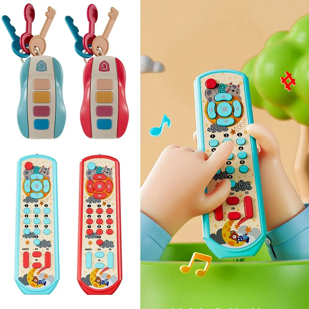 Jouets musicaux multicolores pour bébé, en plastique avec télécommande en caoutchouc souple, son et lumière, développement intellectuel, clé de voiture de Simulation