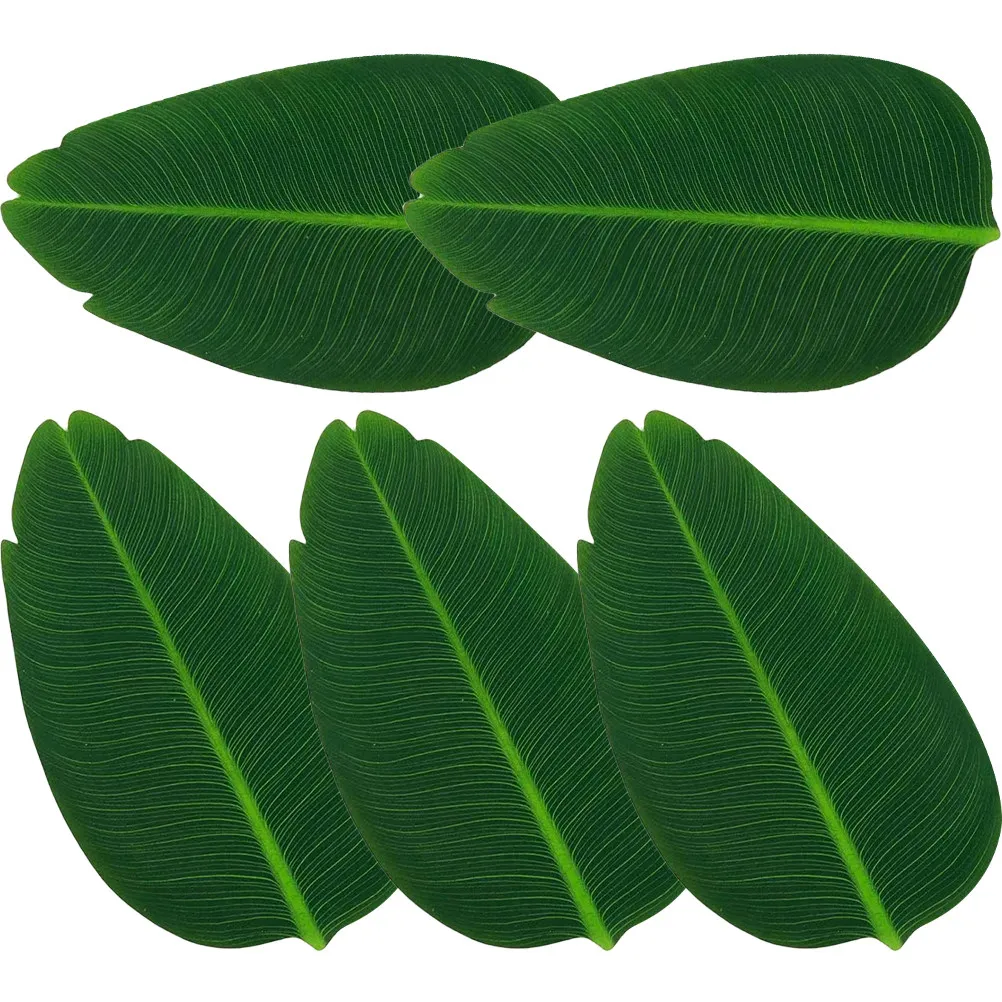 Juego de manteles individuales con forma de hoja de plátano, manteles creativos con forma de hoja, almohadillas aislantes protectoras para mesa de comedor resistentes al calor, 5 uds.