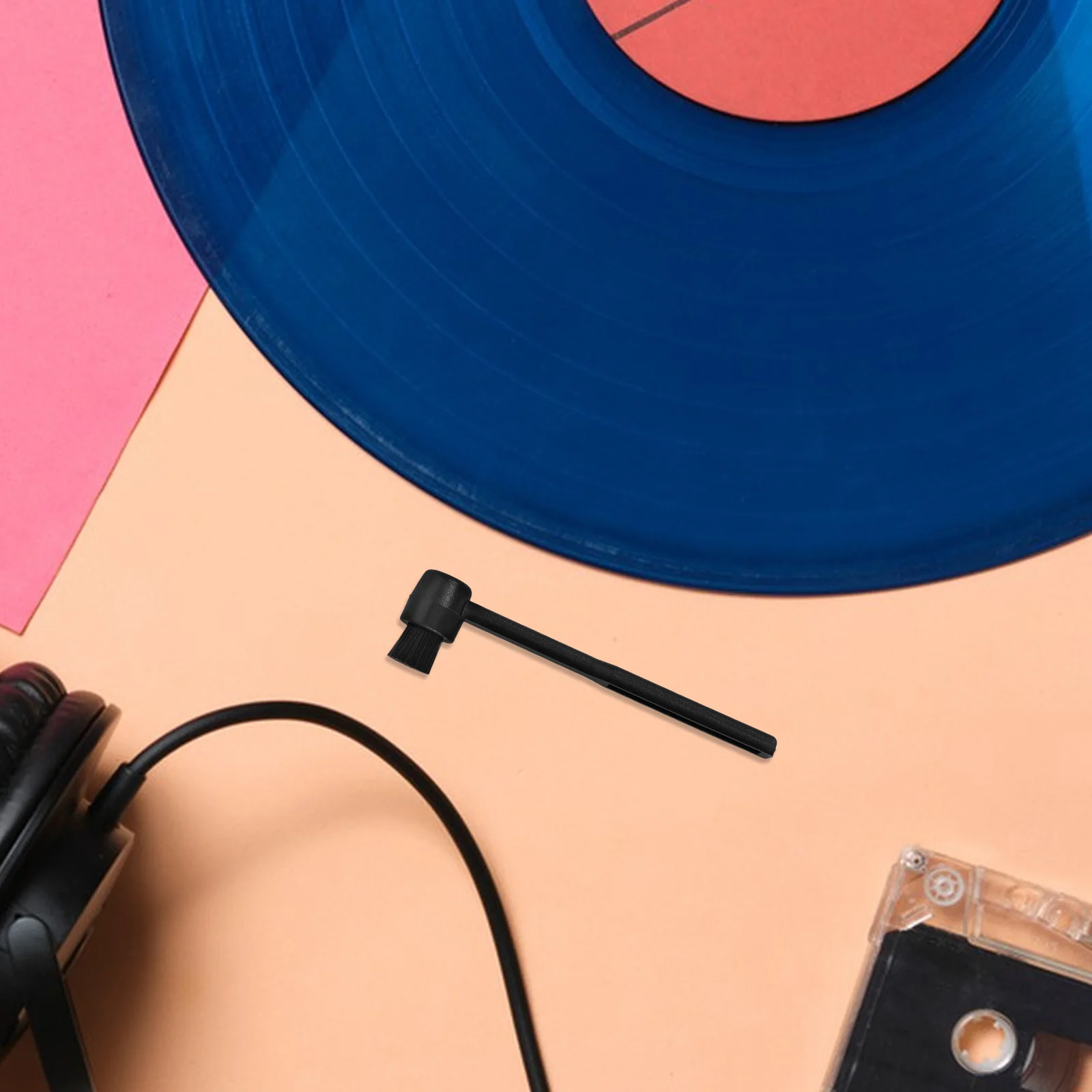 

Vinyl Record Black Small Round Vinyl Record Brush Brush Hanging Duster For Player Needle Antistatic Compact Portable