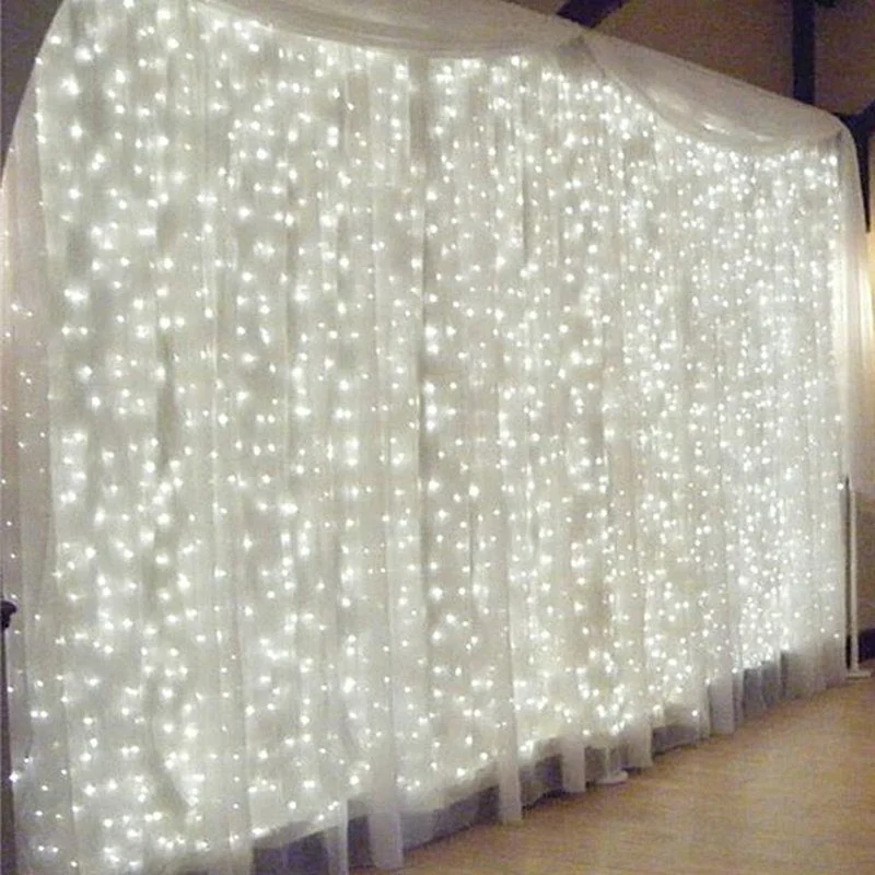 USB Curtain LED Lights, Indoor Waterfall Fairy String Lights, Bedroom Lights, Decoração, Casamento, Festa de Natal, Feriado, 3m, 4m, 6m