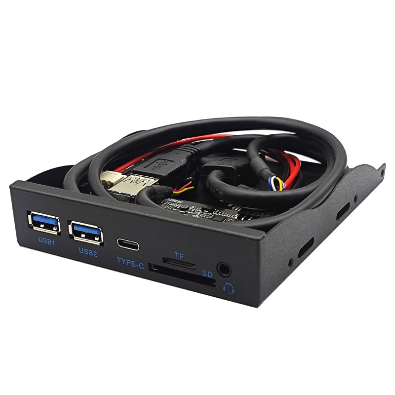 5Gbps 2개 USB3.0 + 1개 TYPE-C + TF/SD + HD 오디오 3.5mm 이어폰 잭 마이크 어댑터 USB 전면 패널 (데스크탑용 3.5인치 플로피 베이 허브)