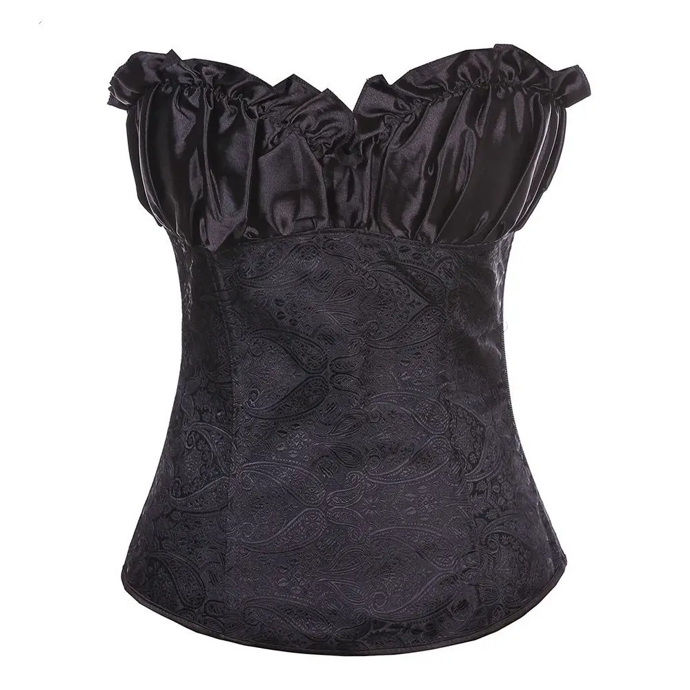 

Casual Wear Gothic Style Overbust Corset Vintage Look Zipper Side Waist Trainer Steampunk Design Bustier Top Women Wear