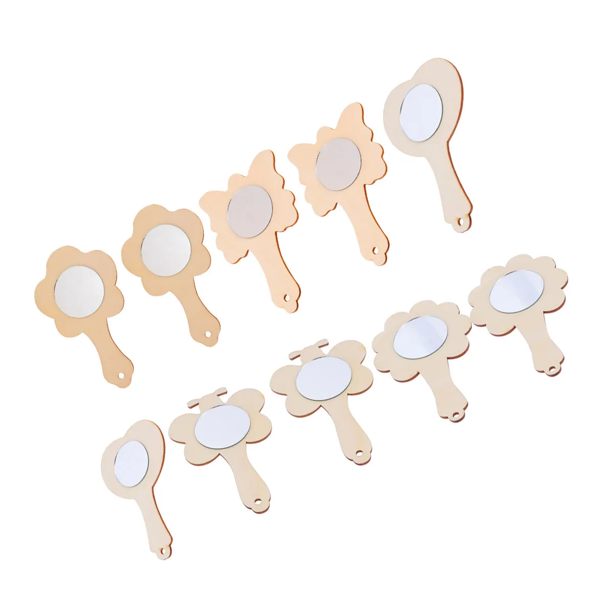 18Pcs Wooden Mini Handheld Mirrors DIY Painting Set for Kids Creative Educational Craft Gifts Birthday Christmas