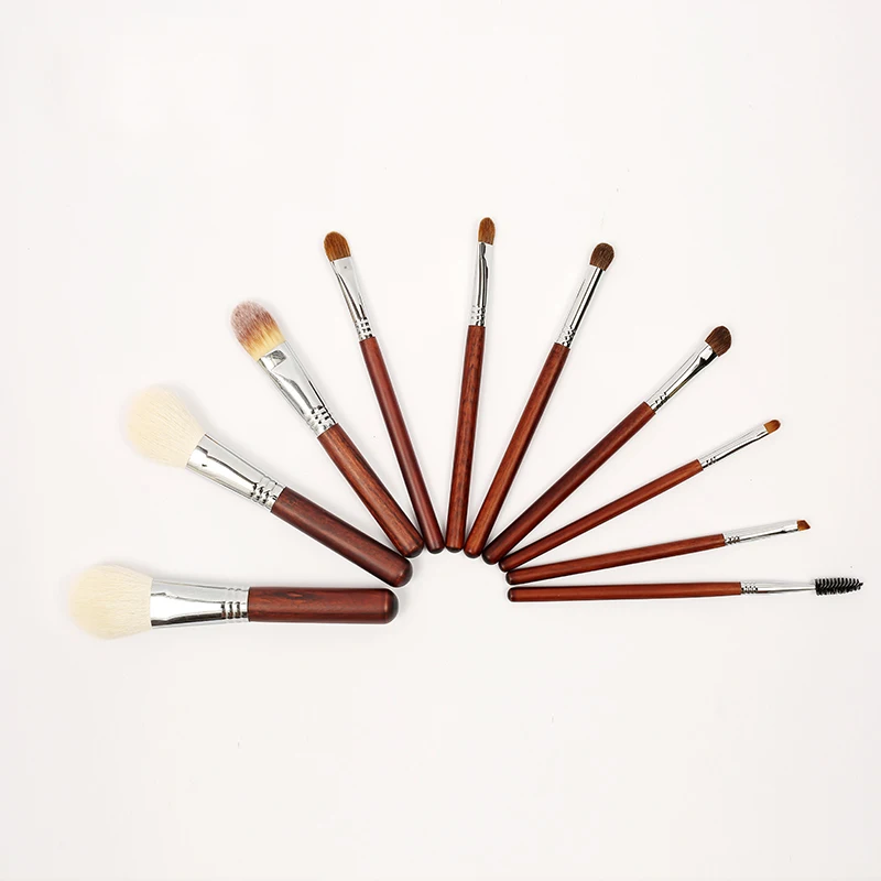 

10-Piece Animal Hair Makeup Brush Set Natural Bristles Powder Blush & Eyeshadow Brushes for Makeup Artists, Premium Beauty Tools