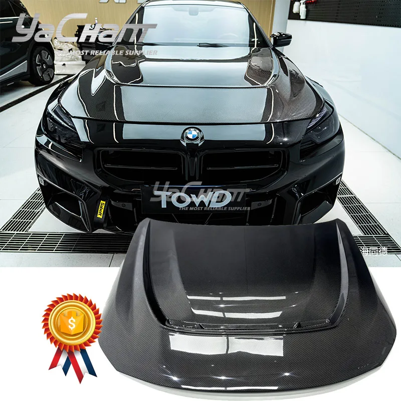 Car-Styling Dry Carbon Fiber DCF APN Style Hood Bonnet Engine Cover Fit For 2023-2024 BMW G87 M2