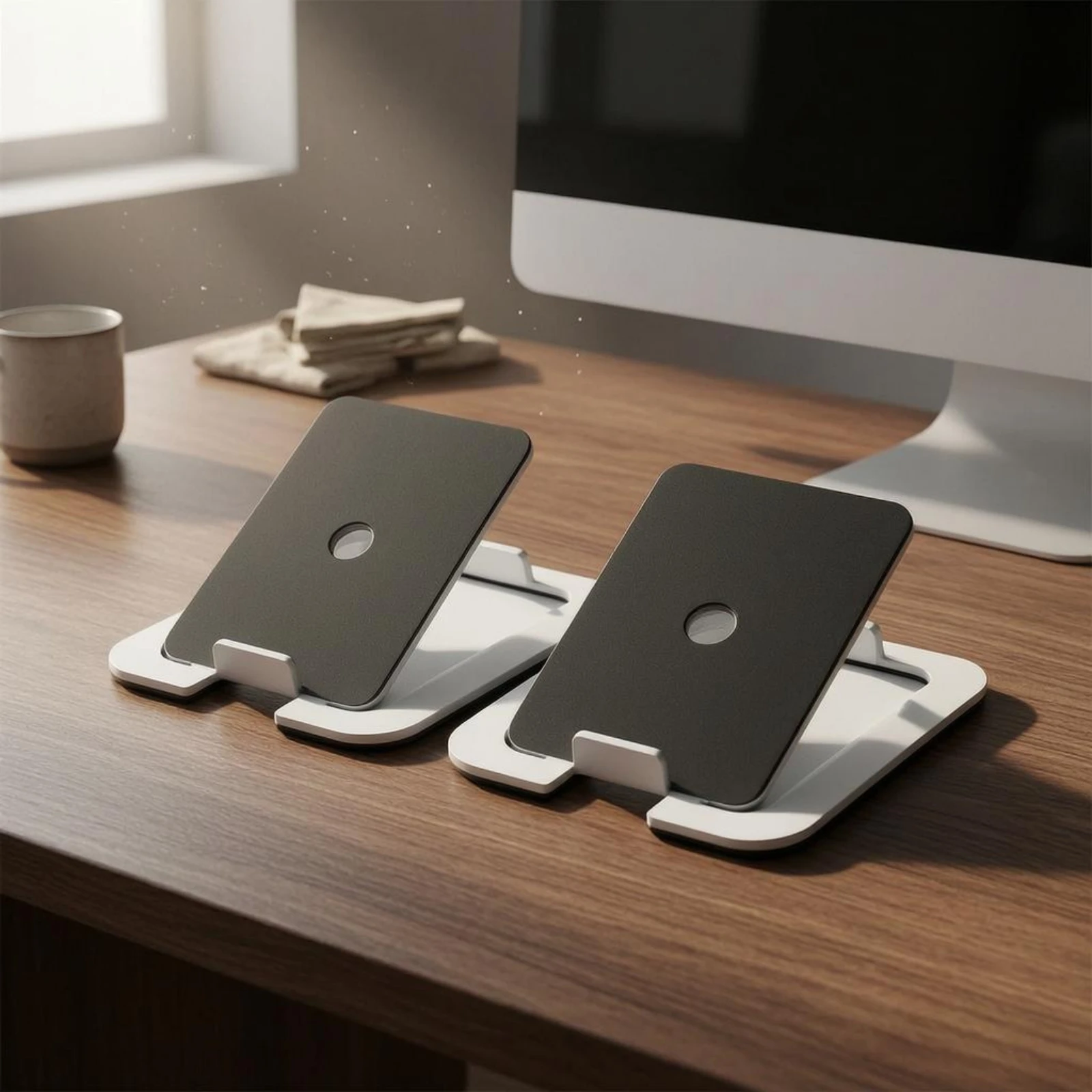 

Desktop Speaker Stand Rounded Corners Angled Speaker Stand Audio Accessory Space-Saving Easy Installation