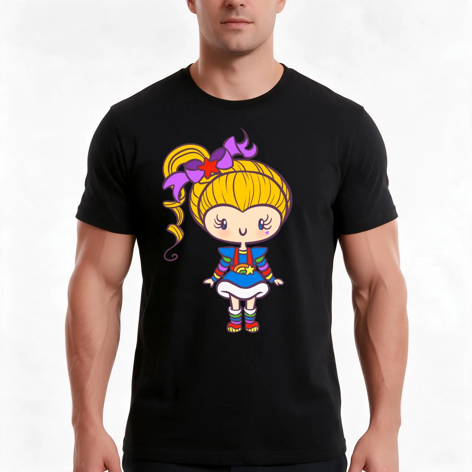 Prism Girl T-Shirt, Summer Casual Cotton Tee, Oversized Streetwear Tops, Vintage Graphic Print, Loose Fit Short Sleeve