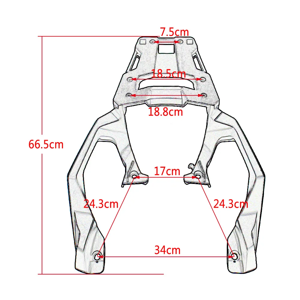 Motorcycle Rear Luggage Rack Frame Cover Luggage Carrier Rack Holder Shelf for Honda XADV 750 XADV-750 X-adv 2017-2020