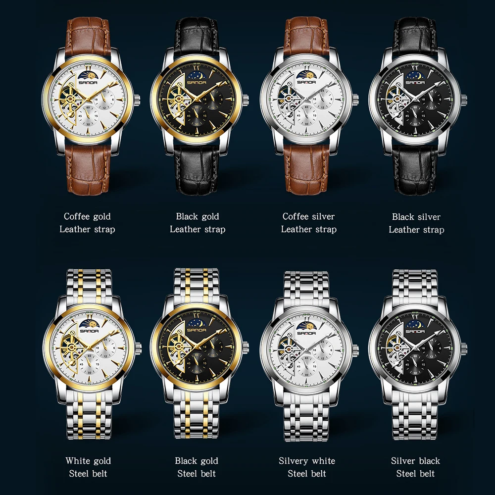 Sanda Top Brand Luxury Men\'s Automatic Mechanical Watches Full Stainless Steel Business Wristwatch Luminous Relogio Masculino