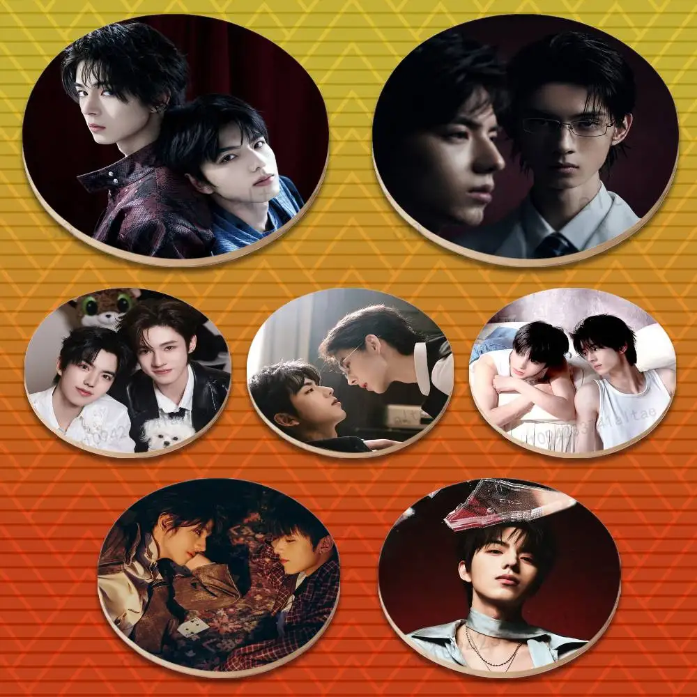 Deep In The Act TV Series Round Wooden Coasters Suitable for Drinks Tea,Coffee for anti-slip decoration in bars and cafes