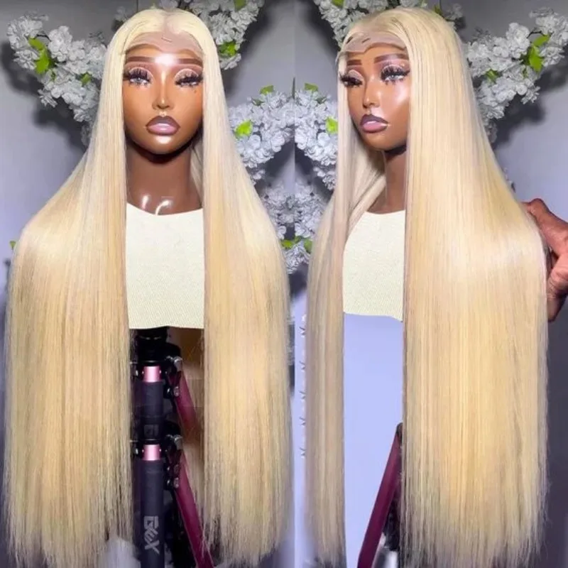 YKB 613 Blonde Straight 13x6 HD Transparent Lace Frontal Wig Brazilian Human Honey Colored Hair Lace Front Wigs For Black Women