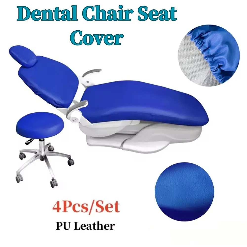 4Pcs/Set Dental Chair Cover Unit PU Leather Elastic Waterproof Protective Case Seat Chair Cover Dentistry Lab Dentist Equipment