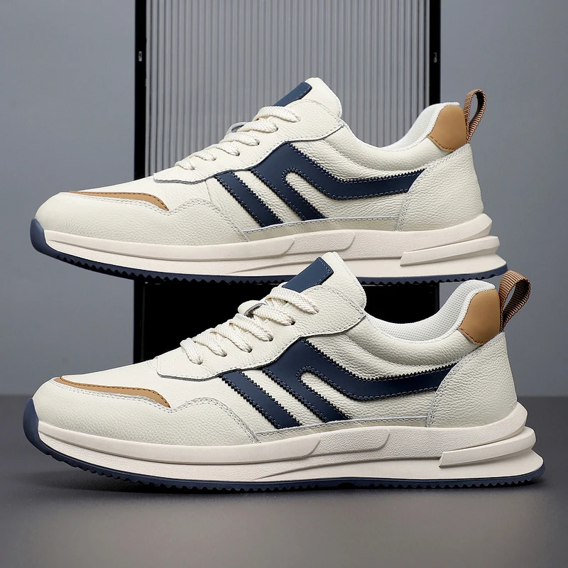 

New Men's Fashionable Leather and Mesh Casual Shoes, Lightweight Soft-soled Sports Shoes, Retro Men's Shoes for Men