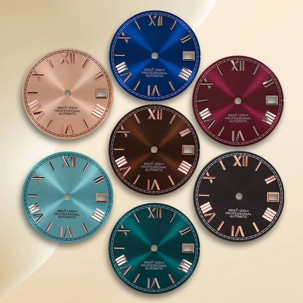 28.5mm logotipo s roma mergulhador 200m nh35 dial para nh35/nh36/4r/7s movimento de alta qualidade sunray dial relógio modificação acessórios