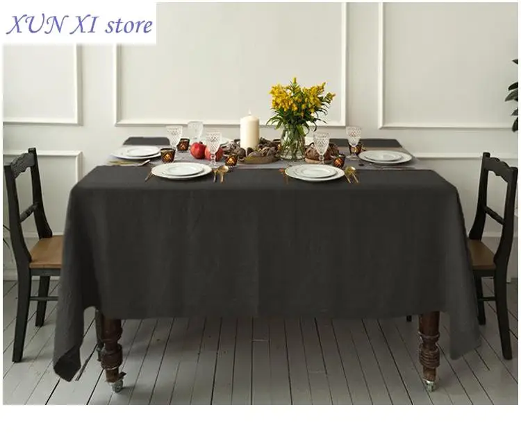 New Pure Linen Solid Color Table Cover,Natural Fabric Tablecloth,for Kitchen Dining Room Party Holiday Tabletop Decoration