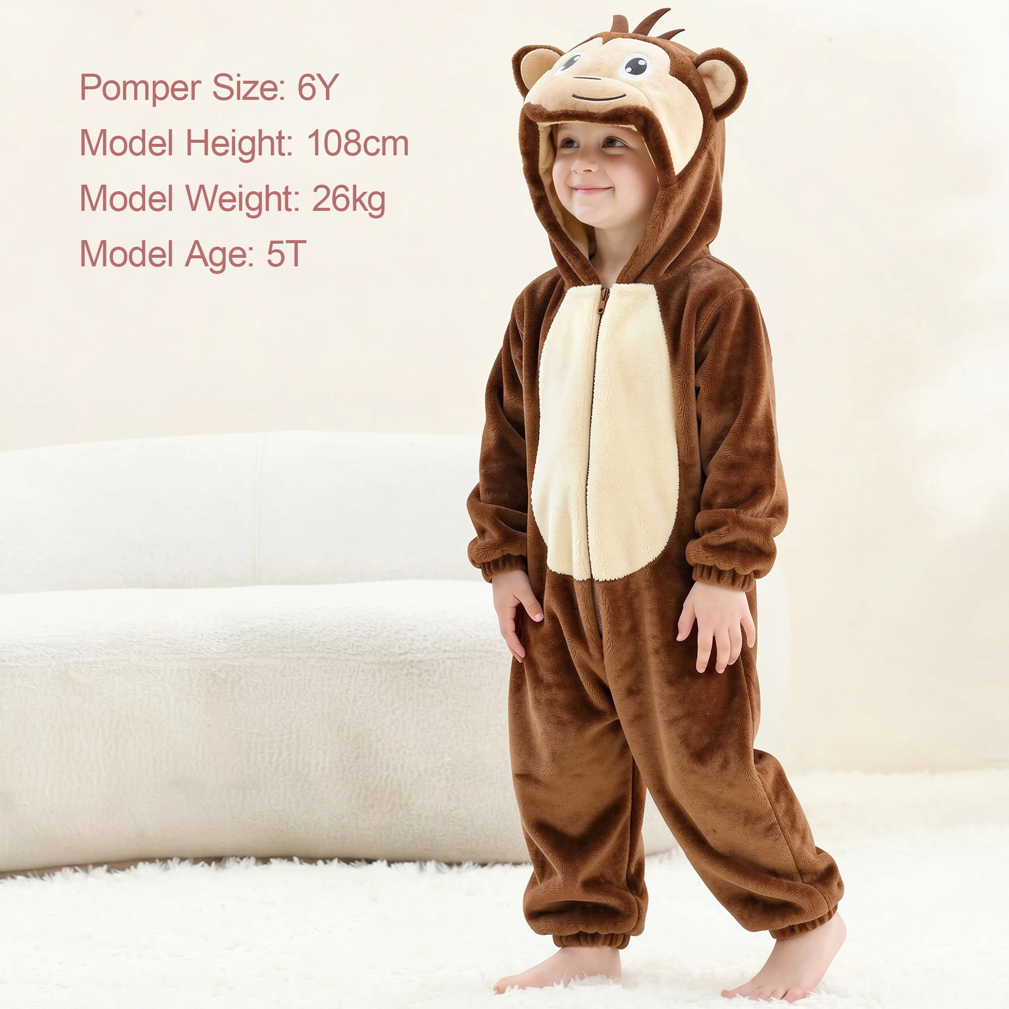 MICHLEY Löwen-Kinder-Schlafsack, Flanell-Decke, Schlafanzug 3-12 Jahre, Kapuzenpyjama, Kostümkleidung, Jumpsuit für Jungen und Mädchen – Detail 2