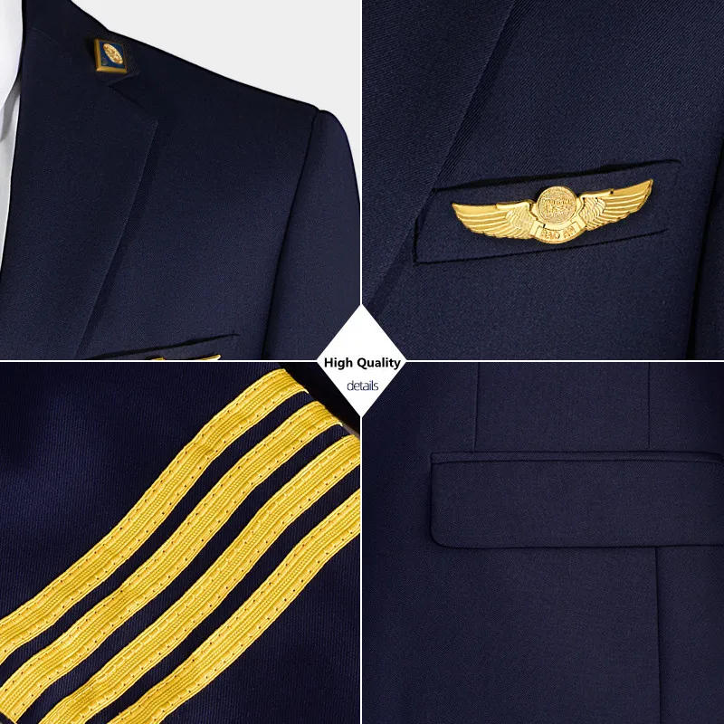 Men Luxury Yacht Captain Clothing High Quality Performance Security Uniform Pilot Work Clothes Manager Professional Clothing