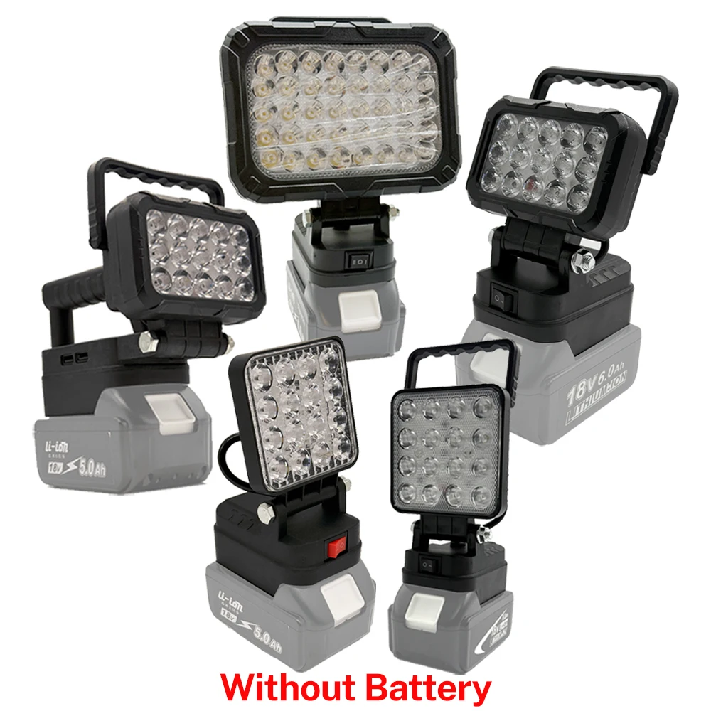 LED Working Light Lantern For Makita 18V Li-ion Battery Emergency Lamp Flashlight Torch Spotlight With Dual USB Camping Lighting