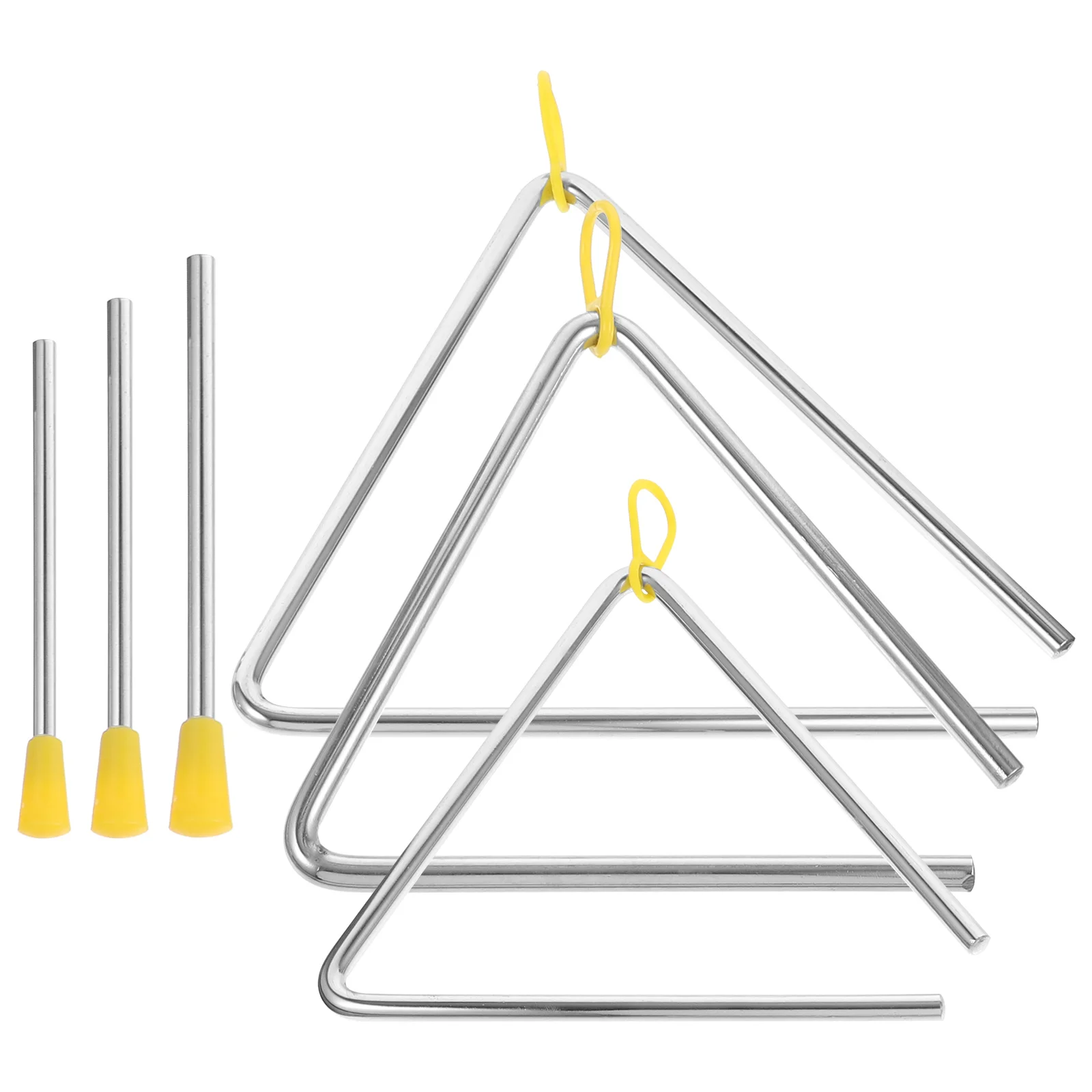 

3 Sets Triangle Hand Percussion Metal Musical Instruments Bright Clear Sound Durable Practice Percussion Music Enlightenment
