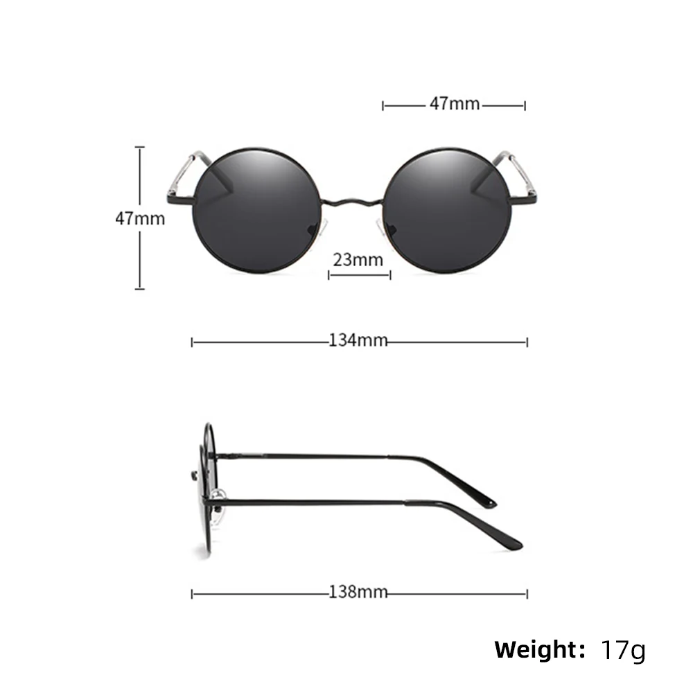 VIVIBEE Classic Polarized Round Metal Sunglasses Casual Sun Glasses for Women Retro UV400 Men Black Shades 2026 Trend Eyewear