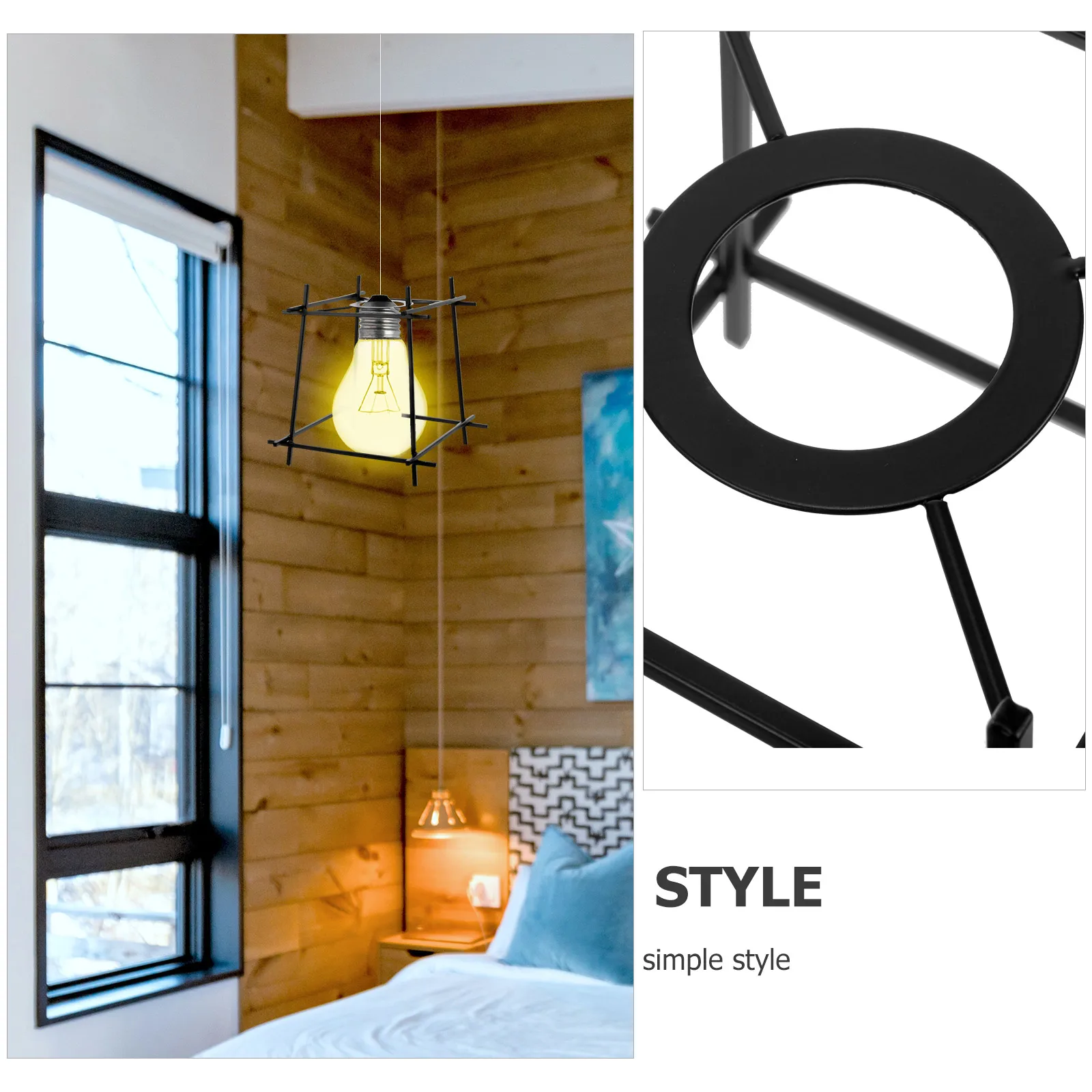 

Industrial Style Iron Lampshade Cover for Ceiling Lights Simple Hollow Out Metal Wire Pendant Light Bulb Guard