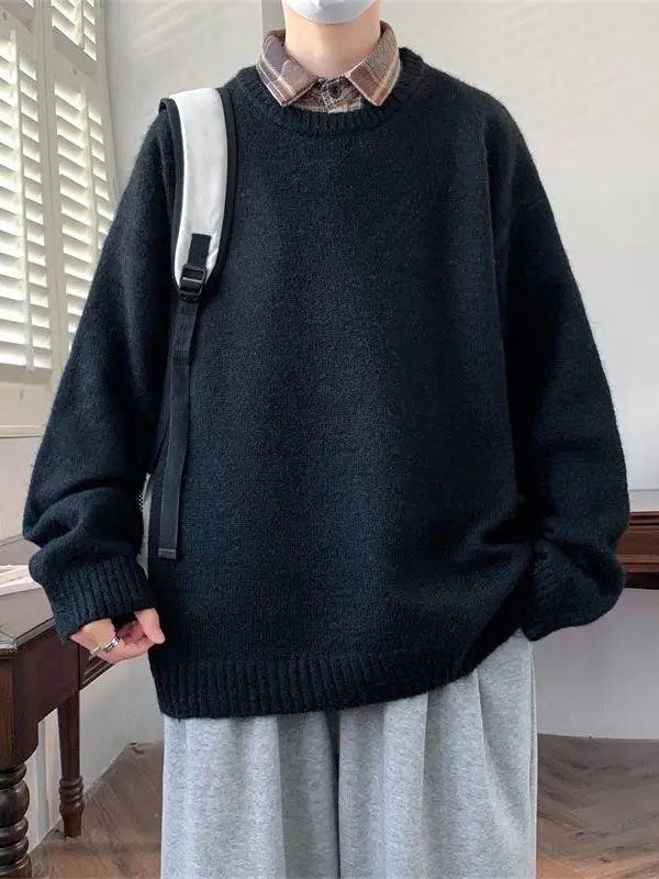 

Осень 2023, новый удобный теплый свитер с воротником для подростков, корейский универсальный слинг, американский трикотаж