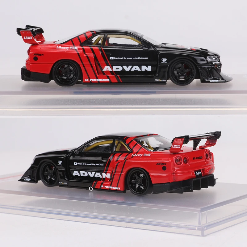 CM MODELO 1:64 Skyline LB-ER34 Advan Super Silhouette Diecast modelo de carro de liga simulada