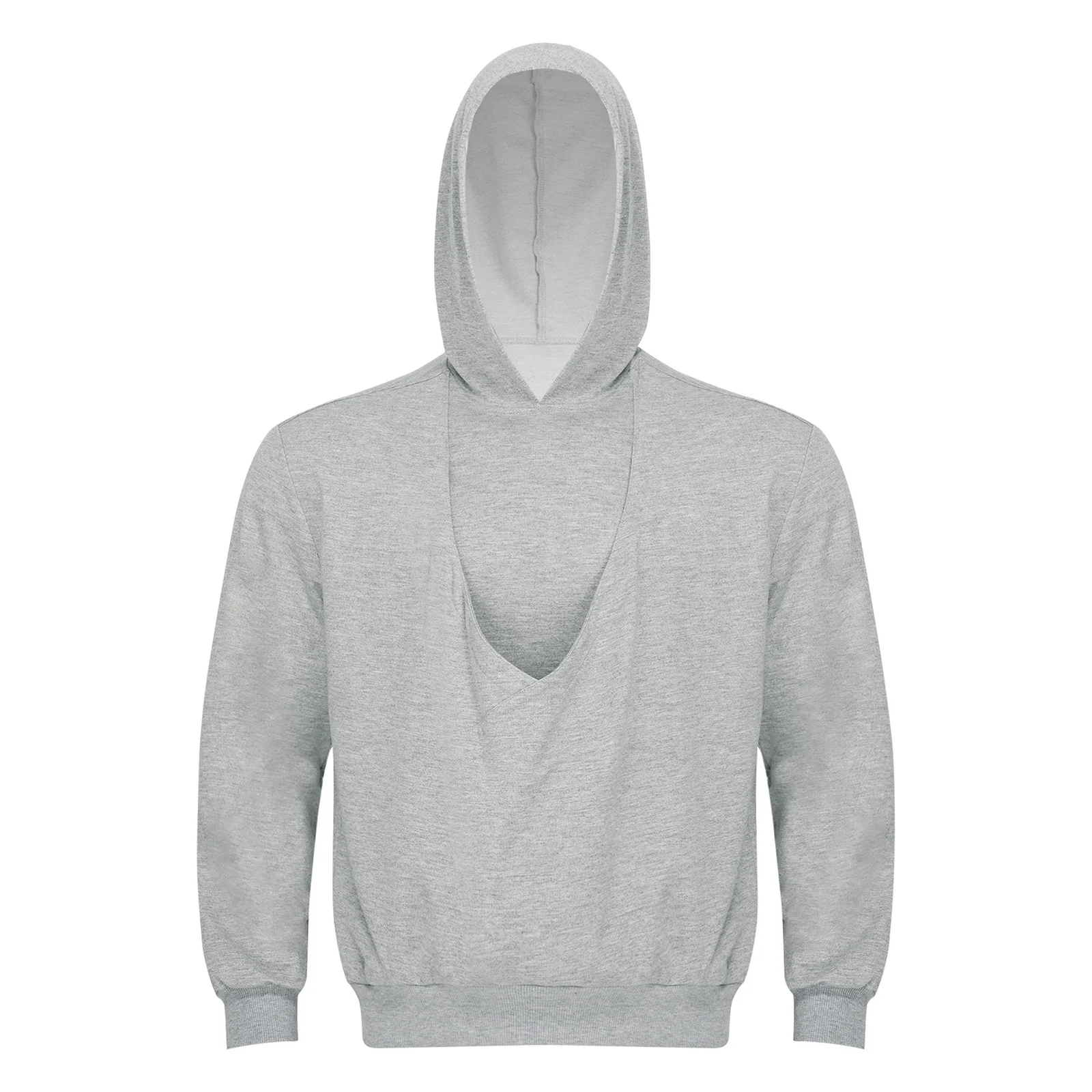 Herren-Känguru-Hoodie für Väter und Babytragen, einfarbig, mit großer Tasche vorne, Kapuzen-Sweatshirt, lässiger Langarm-Pullover – Detail 5