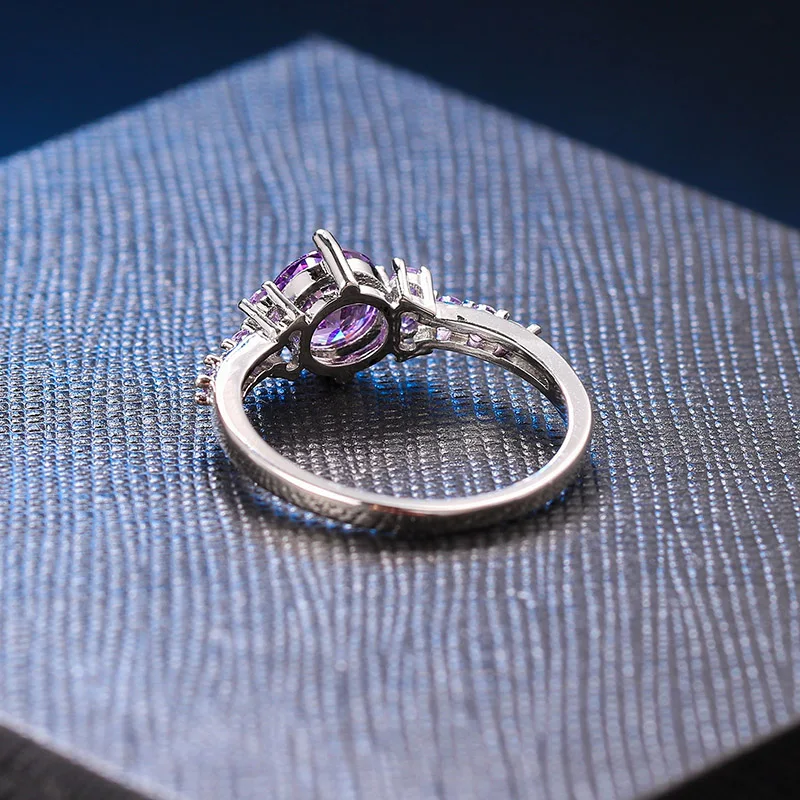 ZHOUYANG Purple Crystal Rings For Women Trend 2024 Zircon Silver Color Promise Ring Accessories Wedding Bidal Gifts Jewelry R492
