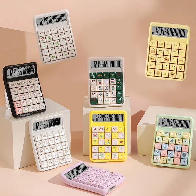 Mute Mahjong-Sound Calculator for Women: High-Aesthetic, Cute Design with Detachable Mechanical Keyboard Keys – For Office Use