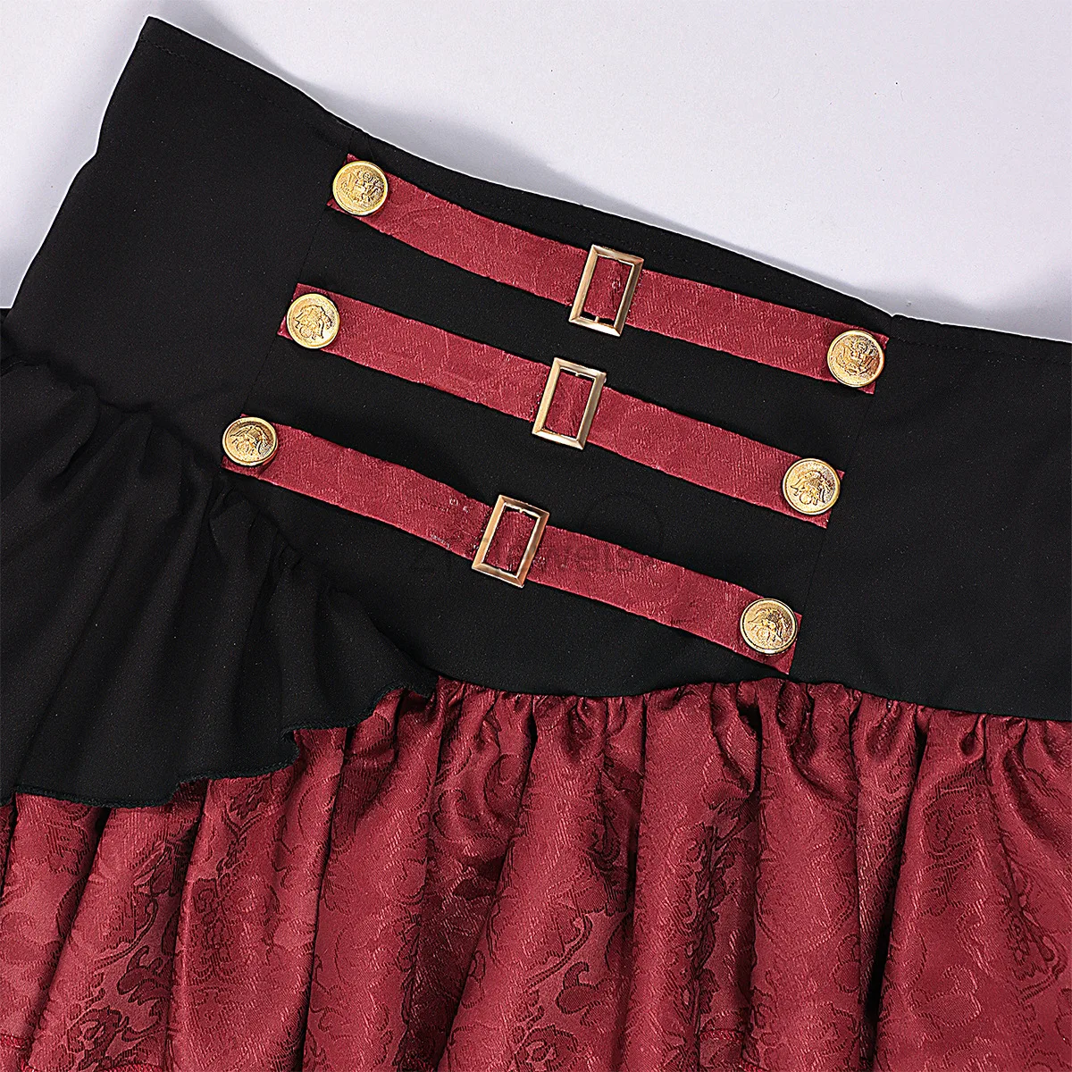 Halloween Women's Half Skirt Gothic Steampunk Costume Female Pirate High Waist Layered Pleated Skirt - view 6