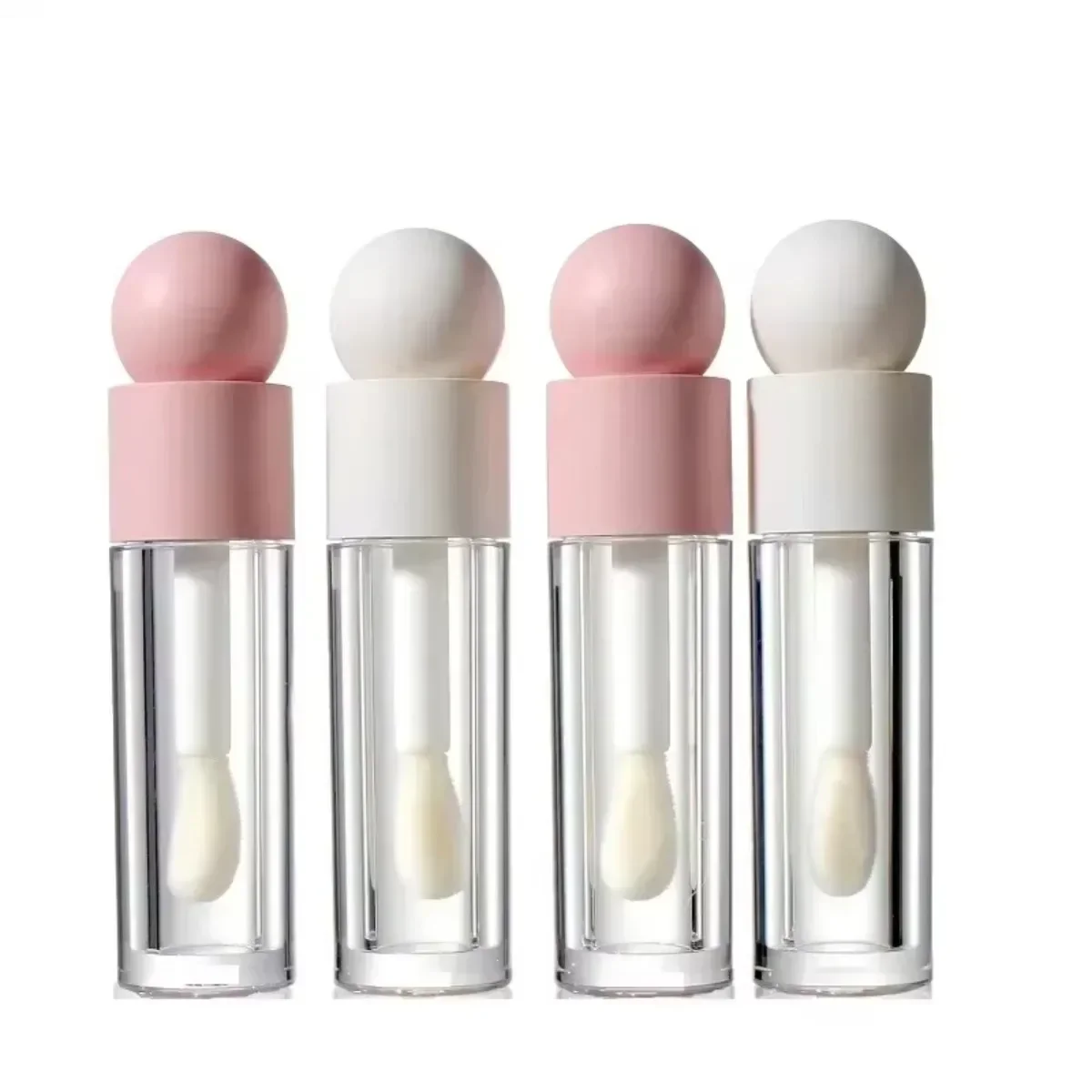 5ml Lip Gloss Tube Matte Transparent Pink Thick Rod Large Brush Head Empty Bottle Lips Glaze Container Travel Makeup Accessories