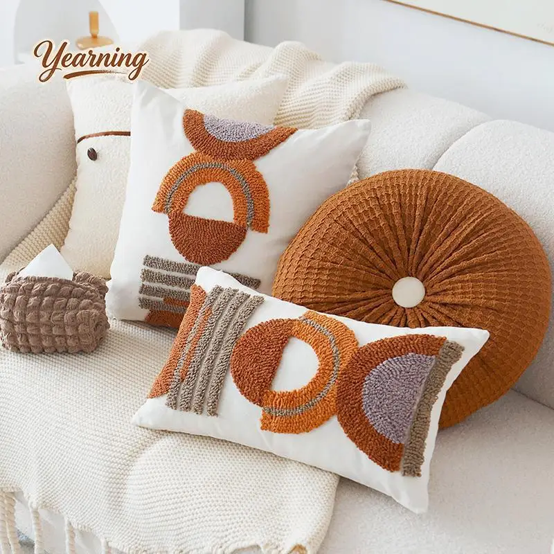 

Nordic Moroccan INS Tufted Geometric Cushion Cover Luxury Waist Pillow for Living Room Sofa Home Decor