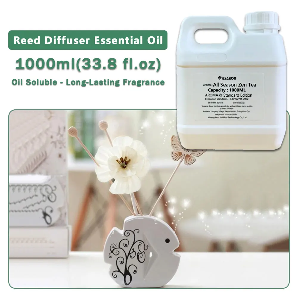 ESAEON Diffuser Supply Liquid Essential Oil For Reed Diffusers & Flameless Aromatherapy, All Season Zen Tea - 1000ML(33.8 fl.oz)