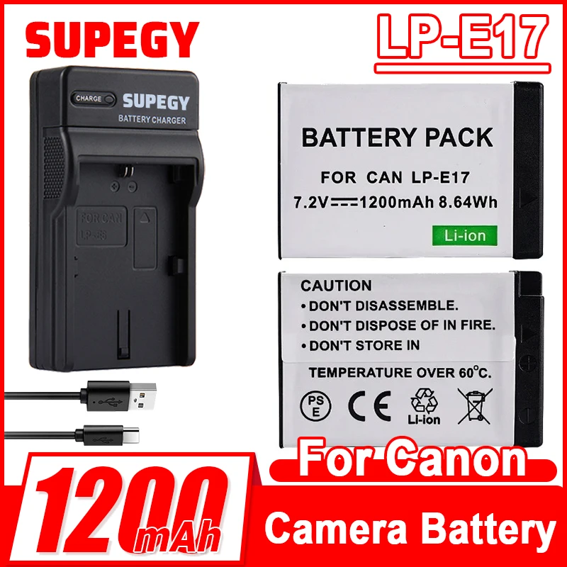 Batería LP-E17 de 7.2V y 1200mAh Compatible con Cámaras Canon EOS M3, EOS M5, EOS M6, 750D, 760D, 850D, R8, R10, R50