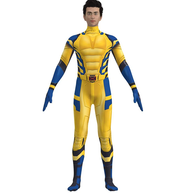 Men Boys Wolverine Cosplay Costume Jumpsuit Superhero Party Christmas Wolverine Bodysuit Zentai for Audlt boys Asian Size