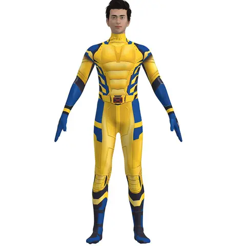 Men Boys Wolverine Cosplay Costume Jumpsuit Superhero Party Christmas Wolverine Bodysuit Zentai for Audlt boys Asian Size