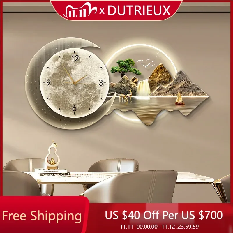 

Digital Living Room Wall Clocks Art Mural Luxury Led Mechanism Interior Clock Wall Chinese Style Reloj De Pared Home Decoration