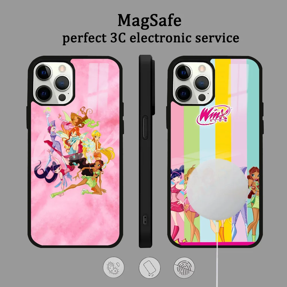

Classic Animation W-Winx Club Phone Case For IPhone 16 15 14 13 12 11 Pro Max Plus Mini Magsafe Mirror Wireless Magnetic Cover
