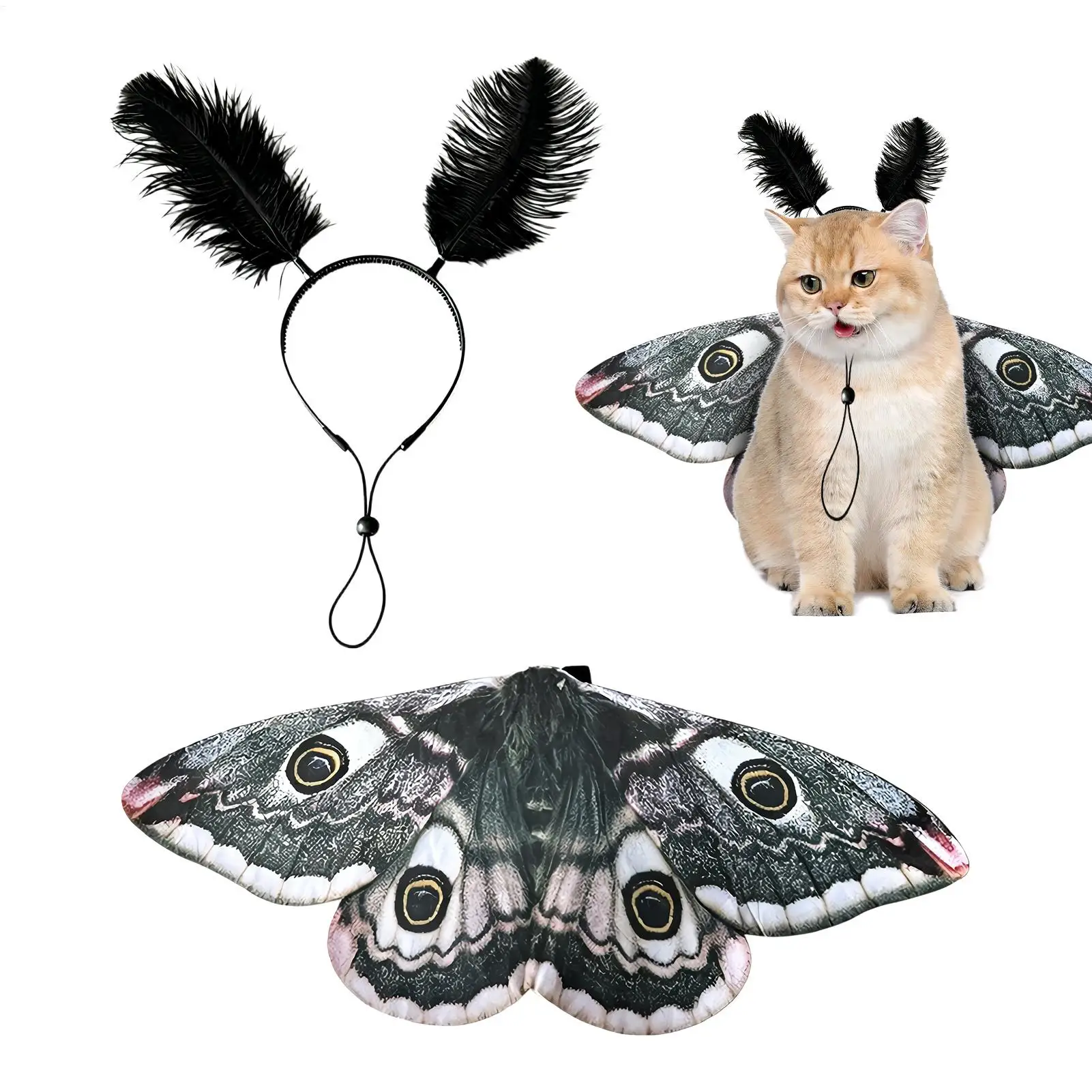 

Costumes For Dogs Pet Outfit With Headband Halloween Moth Dog Wing For Cat Party Small Medium Large Breed Puppy Birthday Holiday