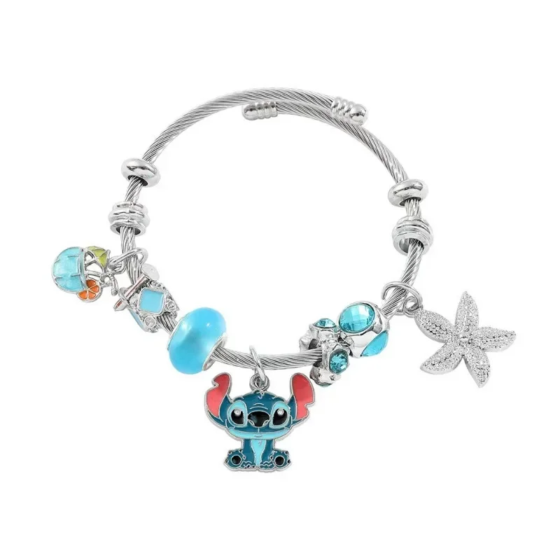 Disney Stitch Pandora Bracelet Jewelry Fashion Personality Adjustable Opening Ladies Bracelet Girlfriend Valentine Day Gifts