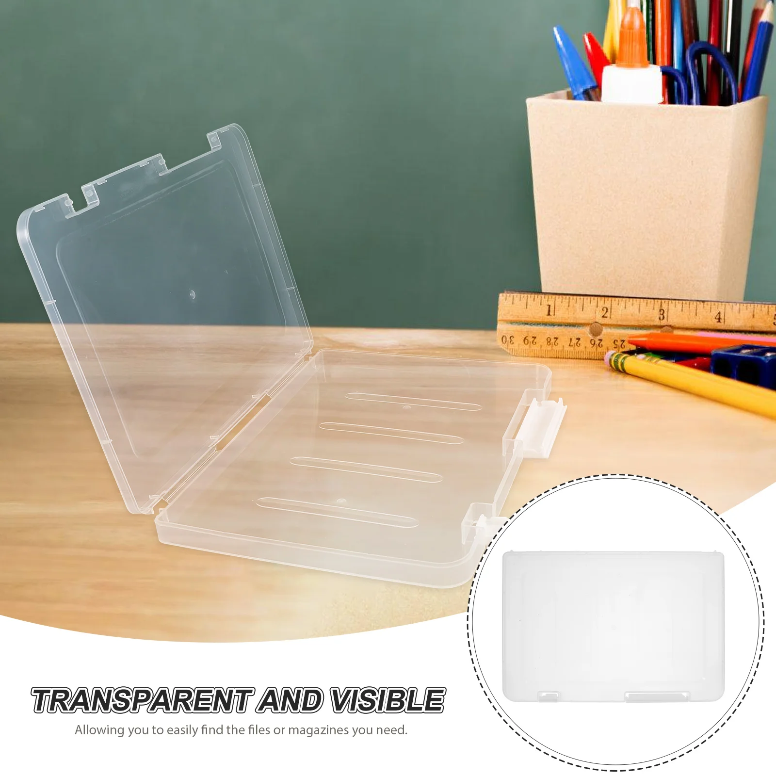 4 قطعة A4 صندوق تخزين المستندات البلاستيك منظم الملفات حافظة سعة كبيرة واضح حامل ملف المشروع مكتب صندوق تخزين المنزل #2