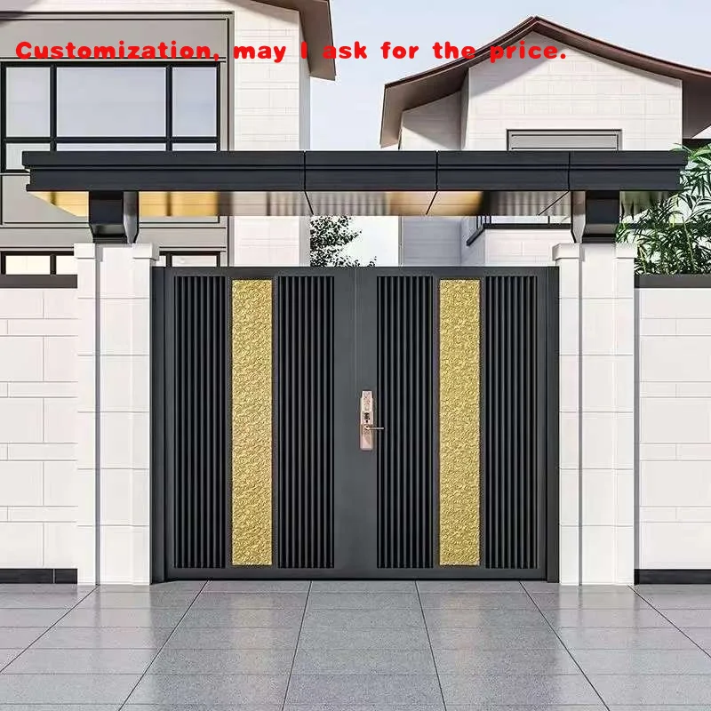 

Изготовленные на заказ. Раздвижные алюминиевые ворота подъездной дороги с железной рамой. 3D-модель. Внешний главный забор. Роскошные жилые сады.