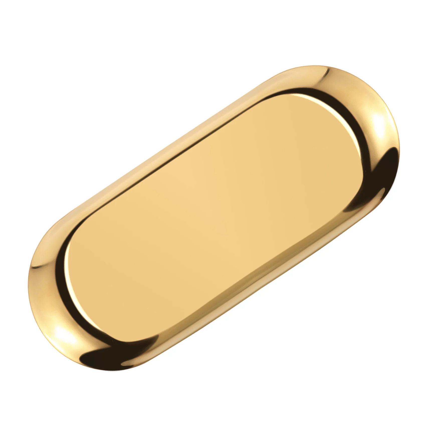 A75K Metal Storage Tray Gold Oval Dotted Fruit Plate Small Items Jewelry Display Tray Mirror