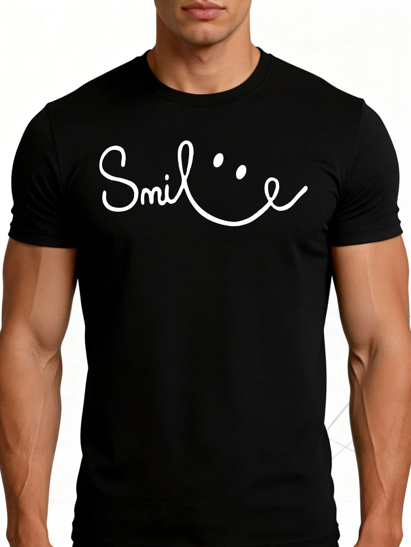 Men's Plain Graphic T-Shirt - Breathable, Soft, and Lightweight - Smiley Face Design Print - Vintage Fun Graphic Casual Short-Sleeve Summer Top, a Great Gift for Him