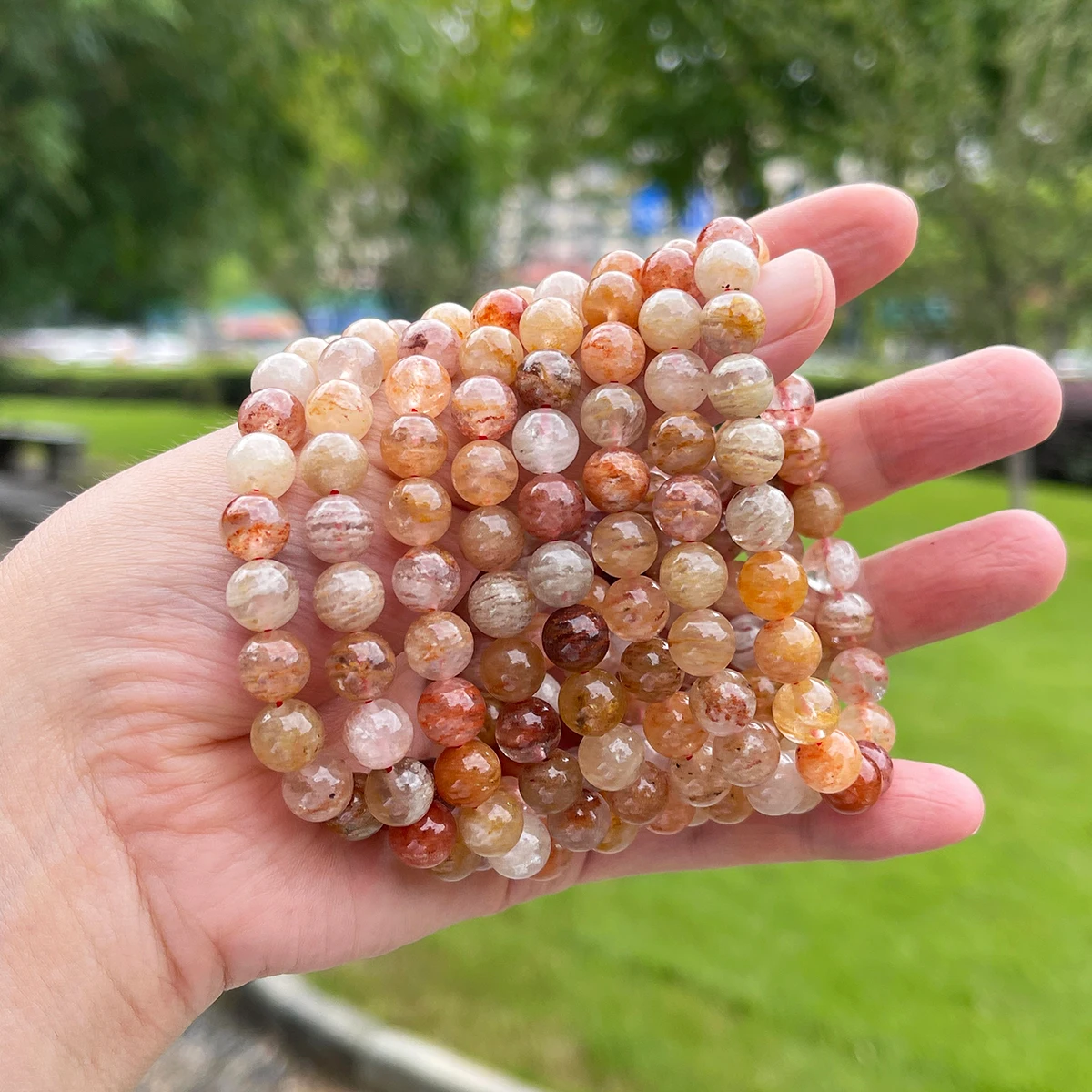 Natural Melaleuca Ghost Quartz Beaded Bracelet 7A Grade Crystal Gemstone Jewelry Fashion Gift for Women Men Handmade Accessories