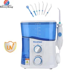 Oral Irrigator with Ultraviolet Disinfection Water Flosser Jet 1000ml Water Tank 7 Nozzle Teeth Whitening Cleaning for Oral Care